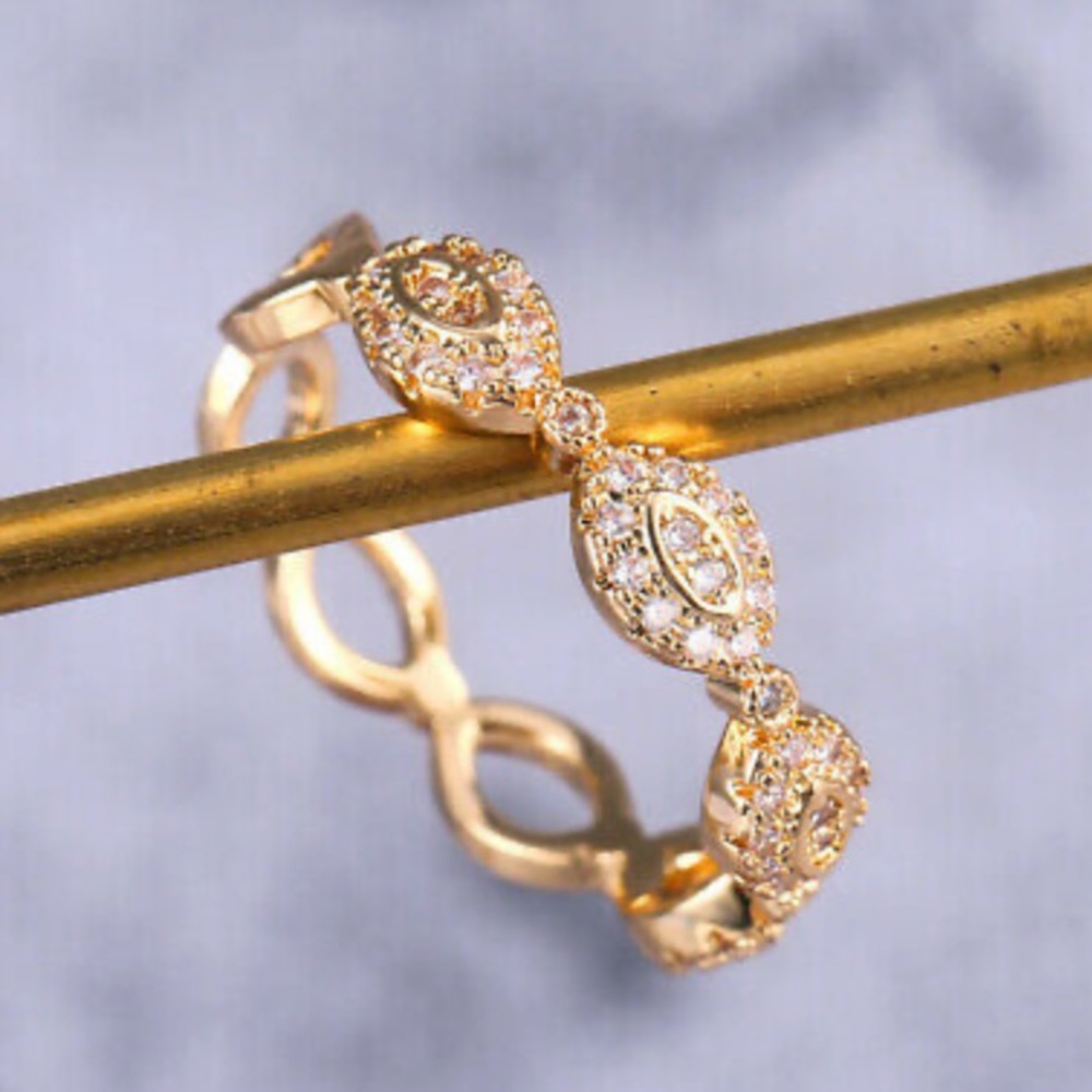 18k Yellow Gold Plated Ring White Sapphire - Picture 7 of 13